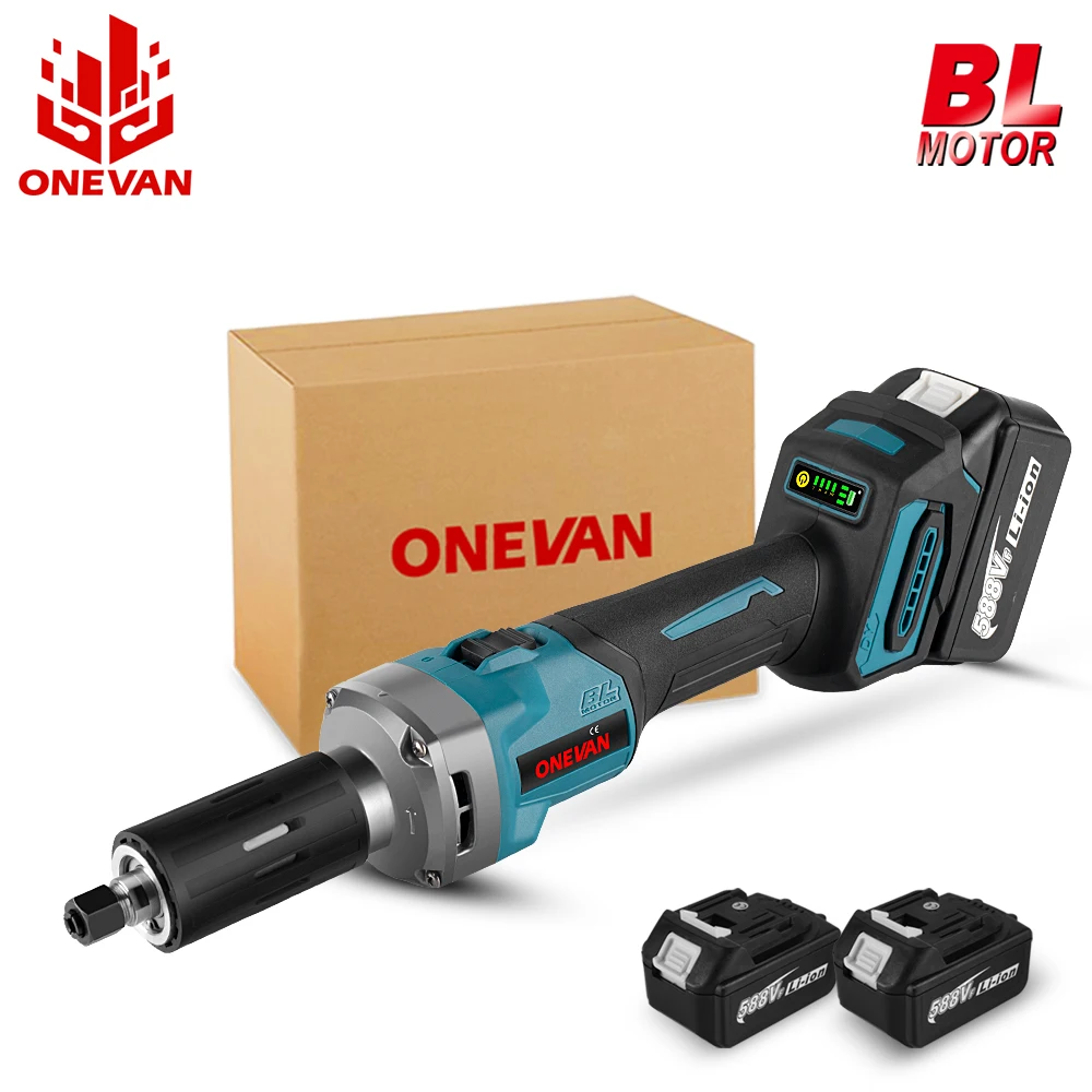 ONEVAN 2000W Brushless Electric Die Grinder Handheld Cordless 4 Speed Variable Adjust Rotary Power Tools For Makita 18v Battery