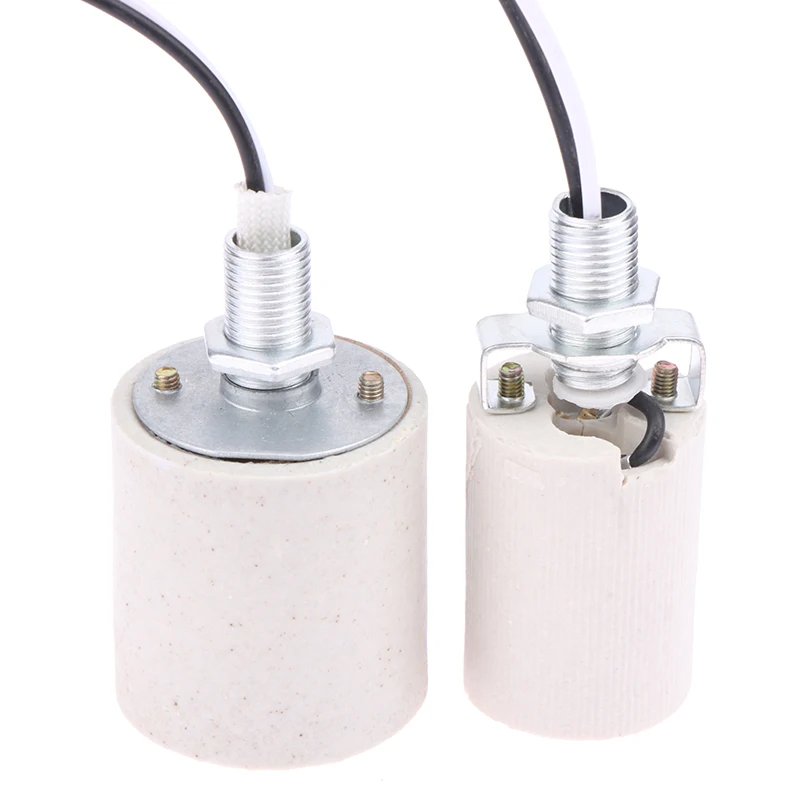 

LED Light Ceramic Screw Heat Resistant Adapter Home Use Socket Round For E14 Bulb Base E27 Lamp Holder With Cable Replace Home