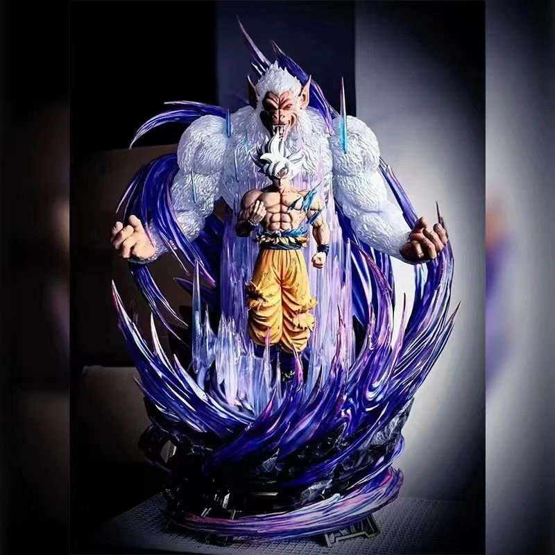 Dragon Ball New Product Three Head Carving Luminous Great Ape King Goku Gk Statue Model Handmade Giant Mighty Battle Pose Orname