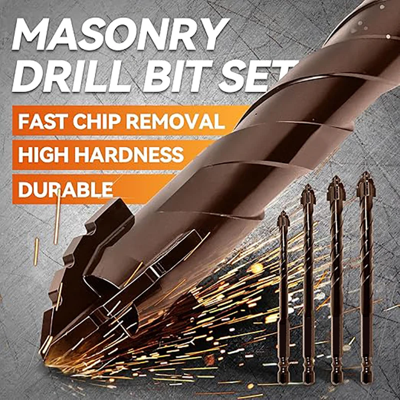 10/7PCS Serrated Drill Bits Set High Strength Special Serrated Twist Bits 3-12mm  For Concrete/Tile/Glass Drilling Tools Set