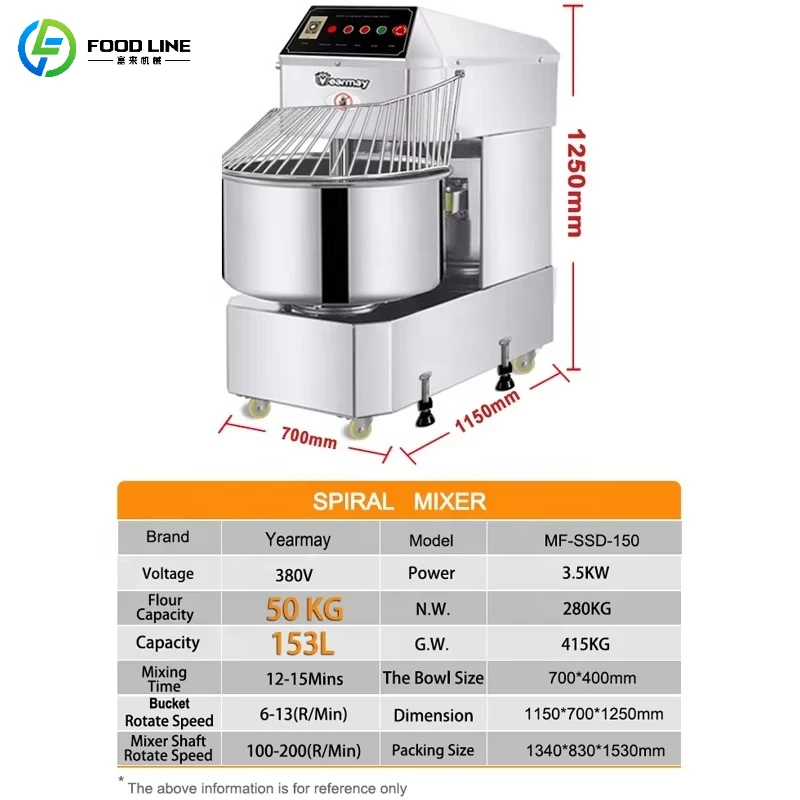 Customized Stainless Steel Spiral Mixer High Productivity Portable Bakery Cake Dough Maker Bread Flour-Based Treats Milk Fruit