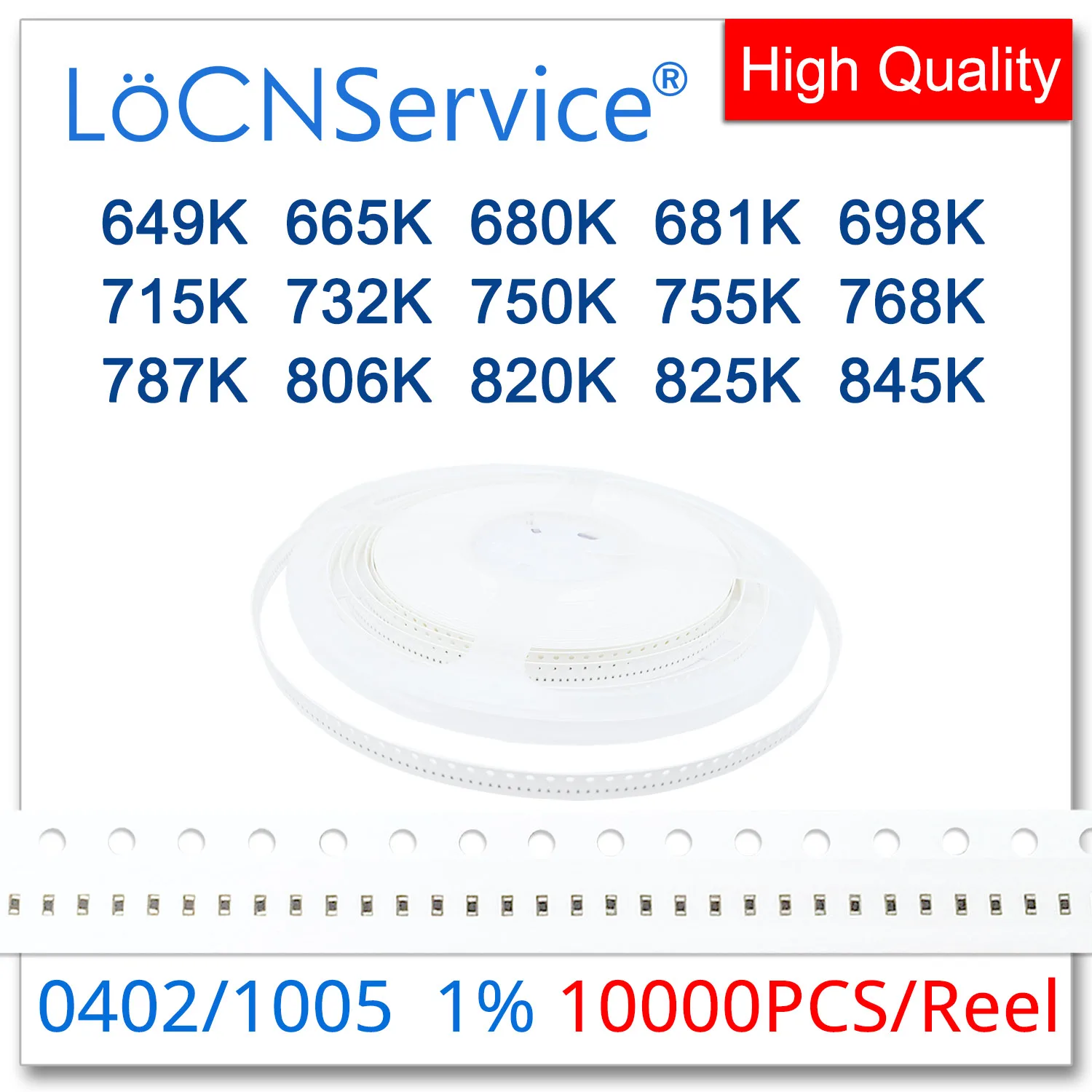 LoCNService 0402 1% 10000PCS 649K 665K 680K 681K 698K 715K 732K 750K 755K 768K 787K 806K 820K 825K 845K 1005 Resistor OHM