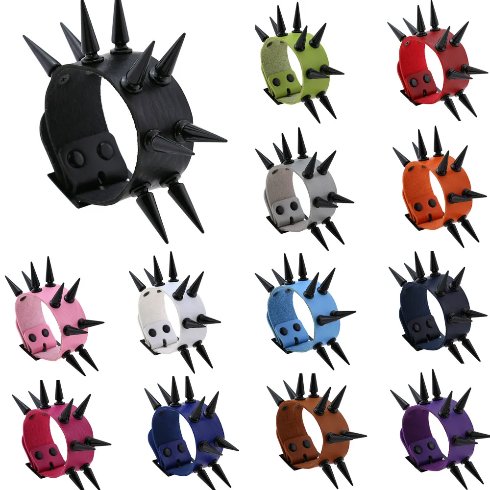 DIEZI Gothic Harajuku Black Rivet Wrap Bracelet PU Leather Bracelet For Women Men Vintage Punk Wide Bangles 2022 New Jewelry