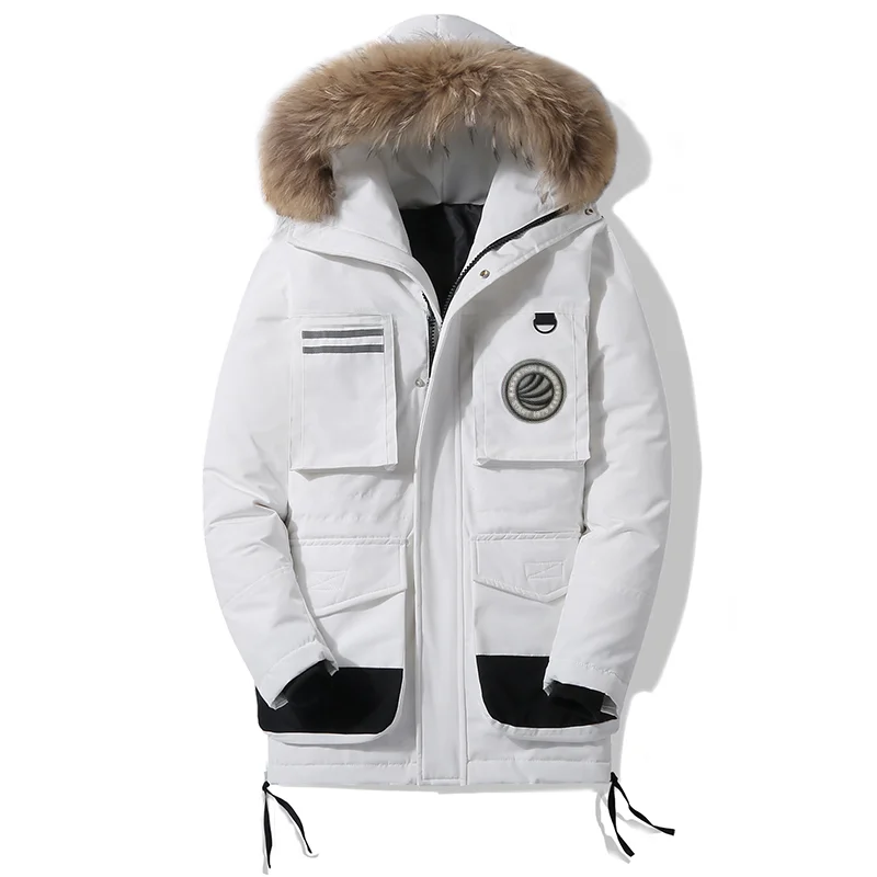 

Новая мужская зимняя куртка из утиного пуха средней длины в корейском стиле, утепленная белым утиным пухом, для защиты от холода, повседневная, для пар