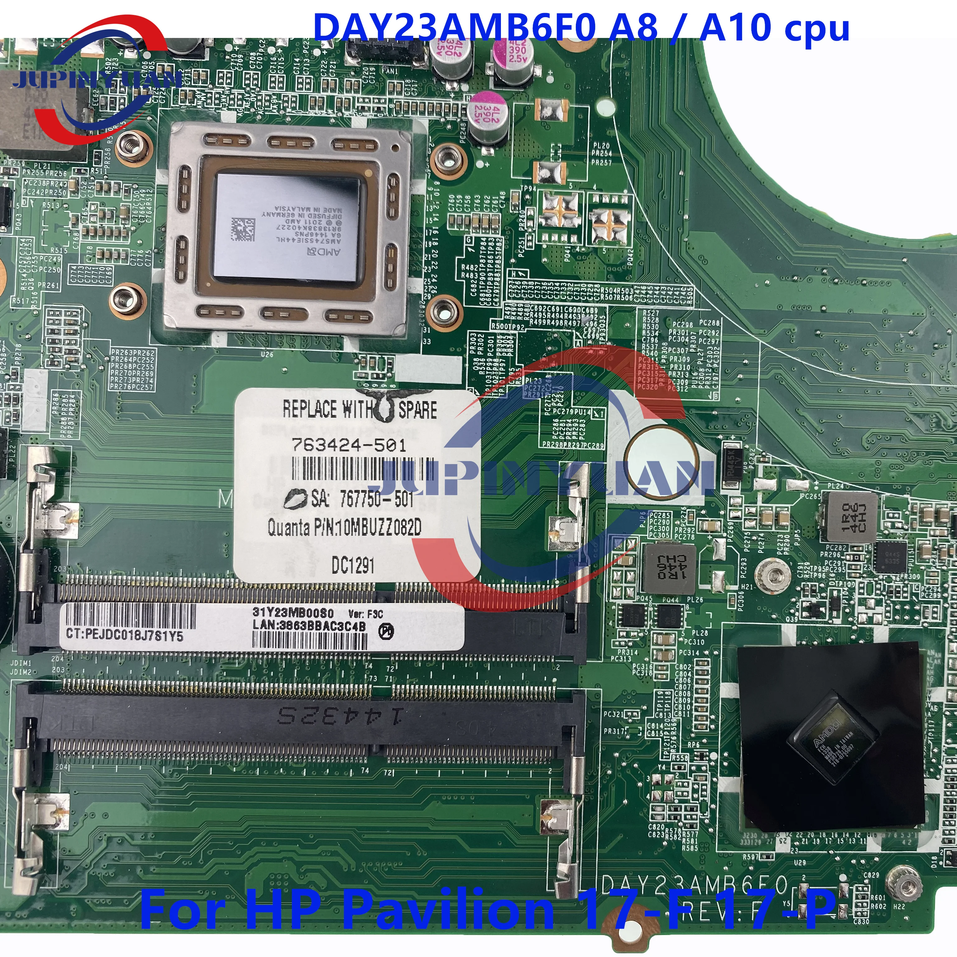 Imagem -03 - Placa-mãe do Portátil para hp Pavilion 17-f 763424501 Day23amb6f0 Day23amb6c0 A8-5545m A10-5745m Mainboard Completo Testado Mainboard