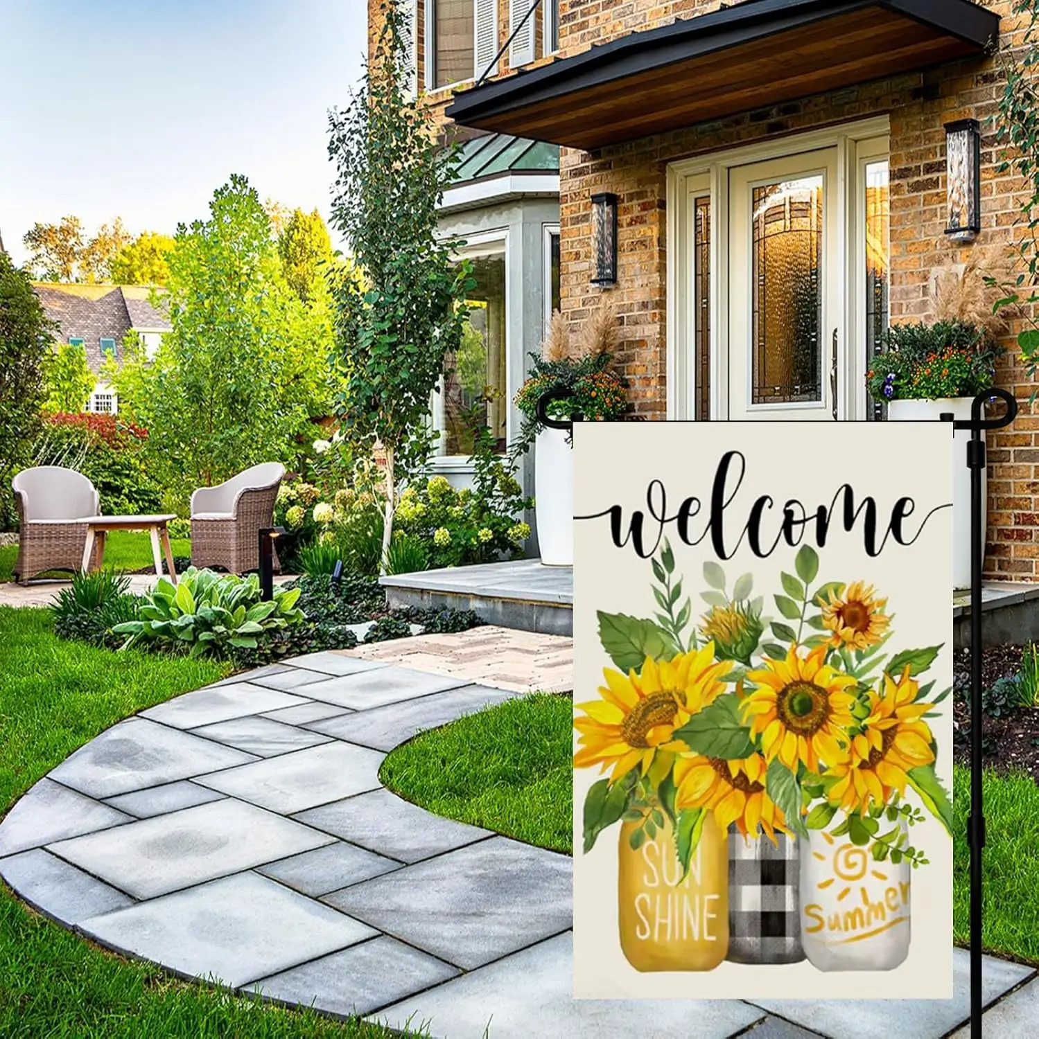 Welcome Summer Garden Flags 12x18 Inch -Double Sided Heavy Duty Small Summer Sunflower Yard Flags UV protection Fade Resista WWP