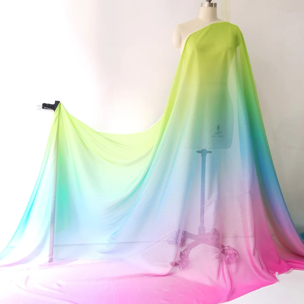 Ombre Chiffon 58'' breit nach Meter 30D Farbverlauf Chiffon transparenter Stoff Tanzschal Hochzeitsdekorationen transparent – Detail 40