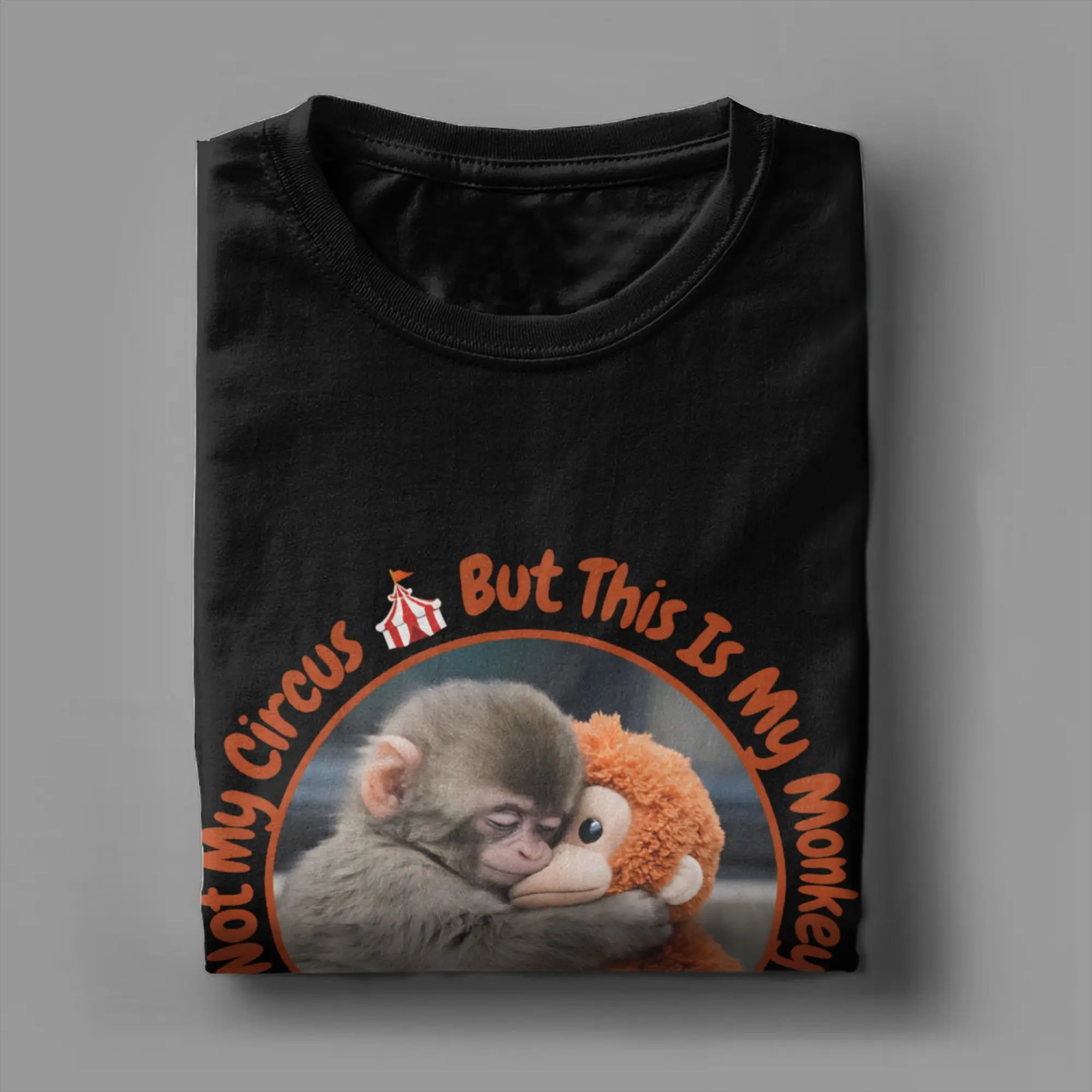 Punch Monkey T Shirts for Men Pure Cotton Funny T-Shirts Round Neck  Tee Shirt Short Sleeve Clothing Original