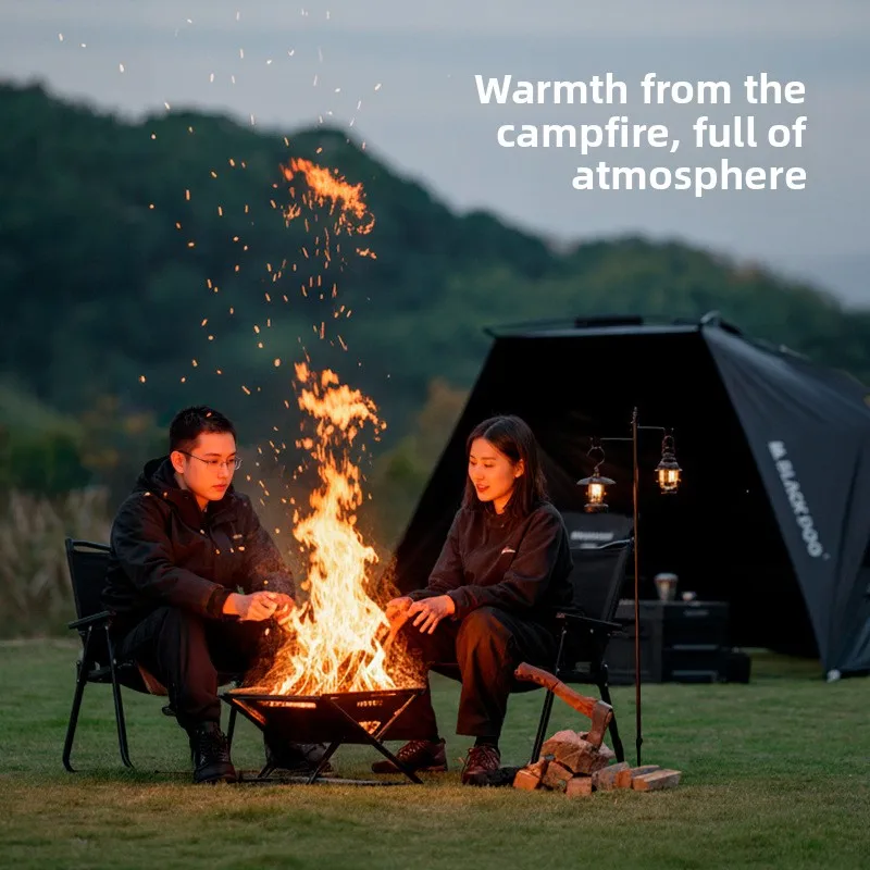 BLACKDOG Camping Stove Bonfire Stove Fire Outdoor Steel Folding Picnic Charcoal Wood-burning Barbecue Grill Thickened Stainless