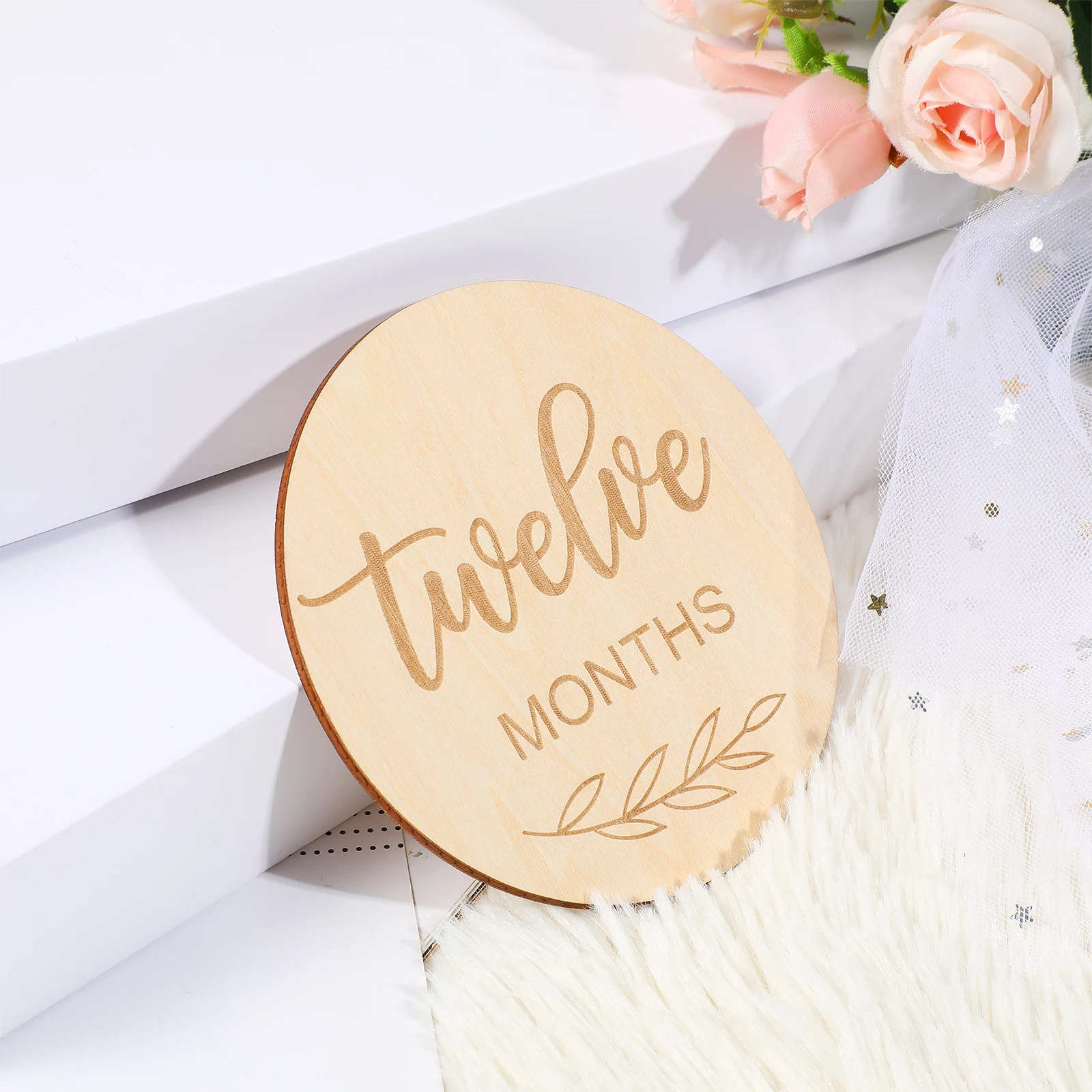 

Wooden Baby Month Slices Milestone Cards Photography Props Circle Months Newborn 12 Months Eco Friendly Baby Girl Gifts Wooden
