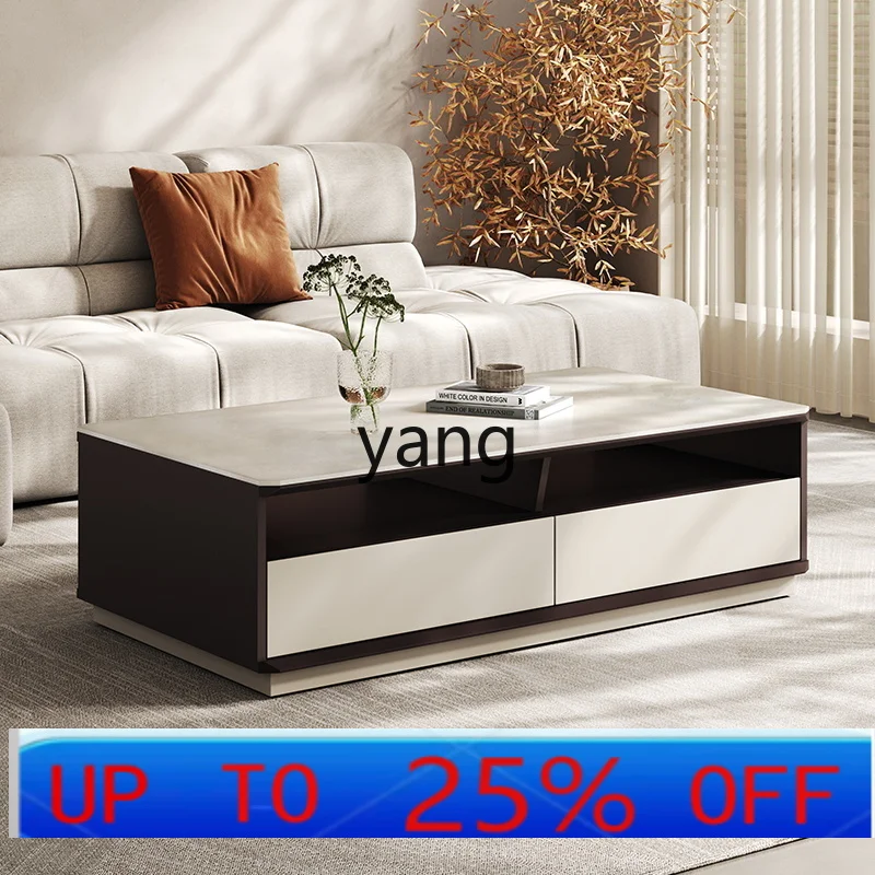 

LMM Italian light luxury rock slab coffee table TV cabinet combination household TV cabinet