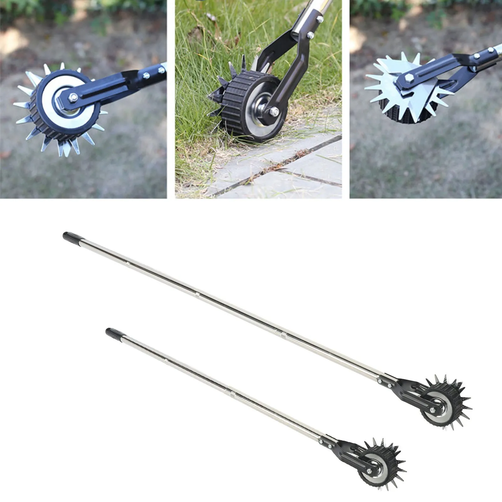 Manual Lawn Edger Single Wheel Manganese Steel and Stainless Steel Lawn Edging Roller Rust Resistant Serrated Blade for Garden