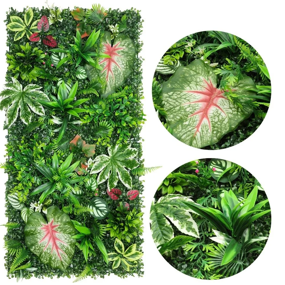 Realistische Künstliche Pflanzenwand mit Efeu-Rattan-Blättern, Künstliche Dschungel-Graspaneele, Lebendige Grüne Zweige – Detail 2