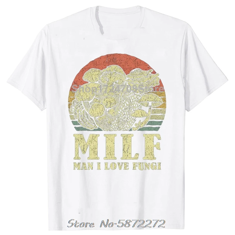 رجل أنا أحب الفطريات MILF ماجيك الفطر تي شيرت للجنسين القطن تي شيرت المتضخم اللياقة البدنية تيز القمم مضحك التي شيرت ملابس للرجال #2
