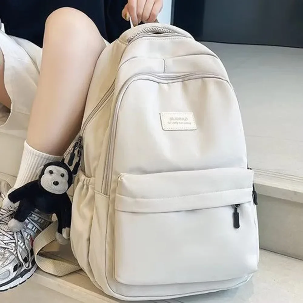 

Women's Solid Color Backpack - Multi-Pocket Travel Bag, Durable School Bookbag & Casual Daypack for Girls