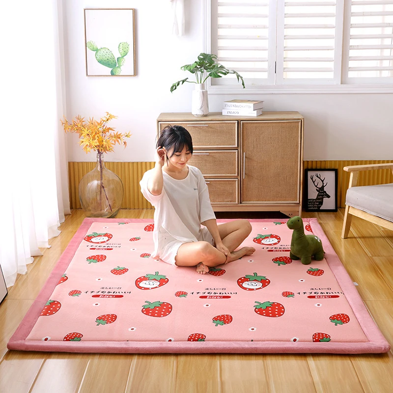 Thickeness 3CM Coral Fleece Tatami Carpet Bedroom Mats Children Climbed Playmat Home Mattress Living Room Rugs Floor Carpet