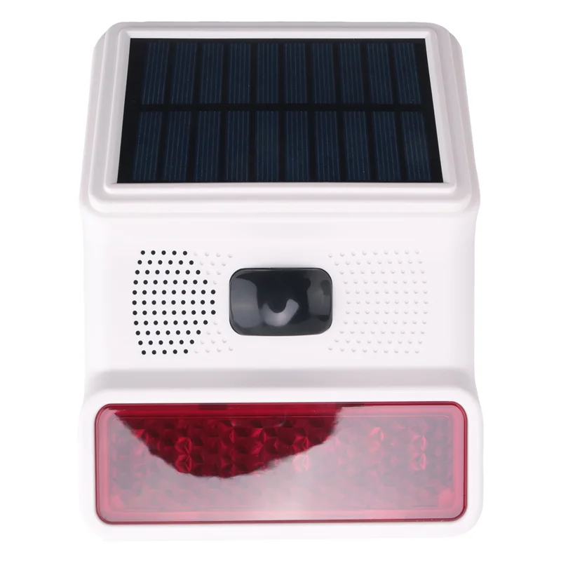 ABKN - Bezprzewodowa Solarna Lampka Alarmowa Stroboskopowa Dźwiękowa Syrena Alarmowa Zewnętrzna Do Systemu Alarmowego 433Mhz Wifi GSM Do Domu, Gospodarstwa