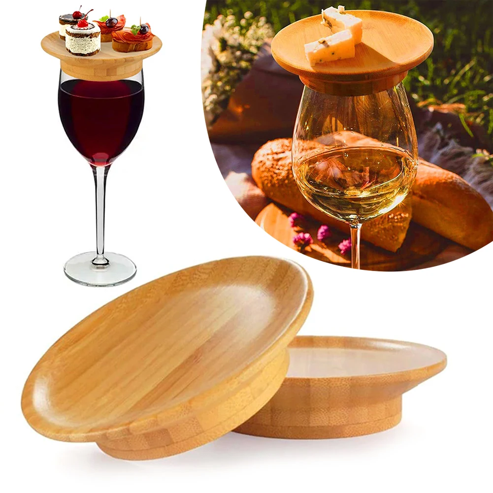 Bicchiere da vino salumi Topper rotondo in legno per bicchiere da vino Topper multifunzionale Cup Top Decor per Social Gathering Ch