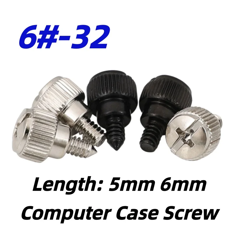 20Pcs 6#-32 Slotted Phillips Thumb Screw Bolt Hand Tighten Thumbscrew Flat Pointed Tail Screws for PC Computer Case