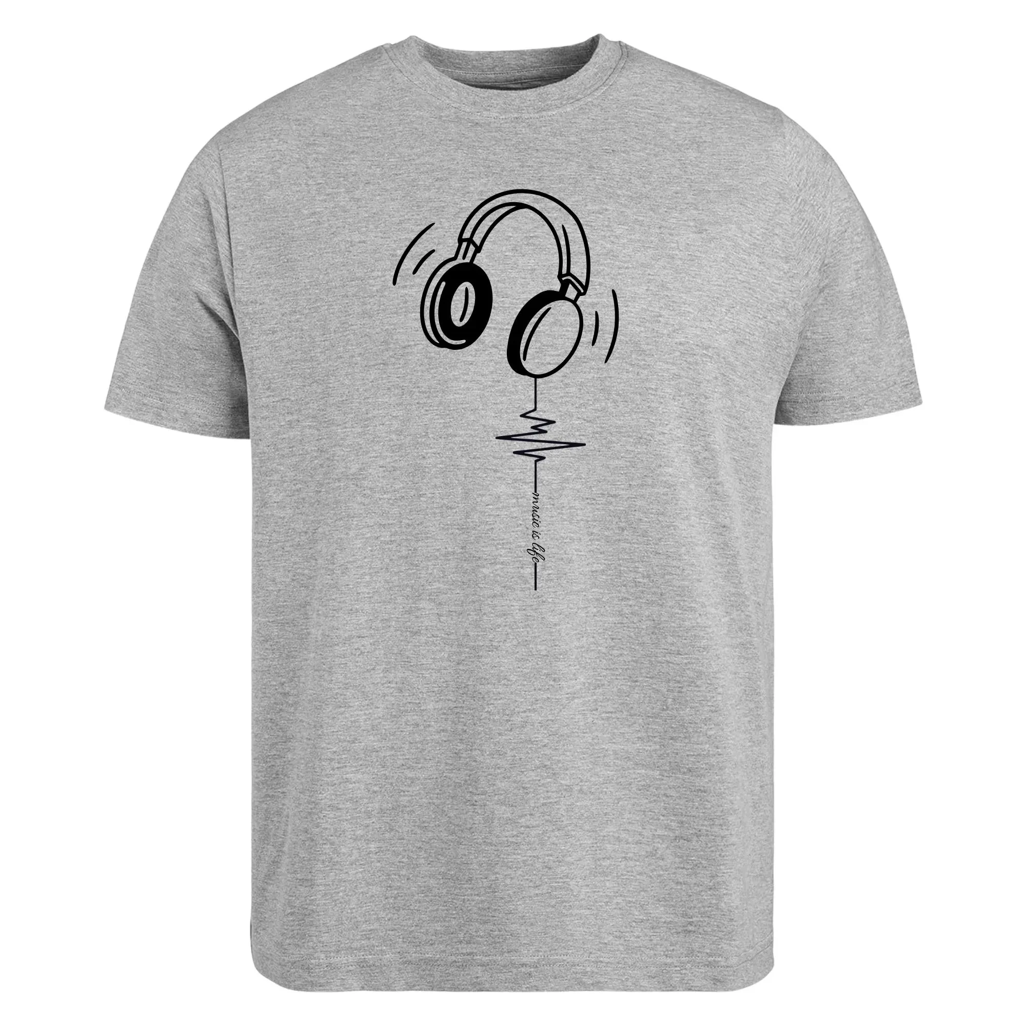 Music Is Life T-Shirt Headphone Graphic Tee Cool Music Lover's Shirt  Gift for DJs Musicians Unisex Casual Top Concert Tee