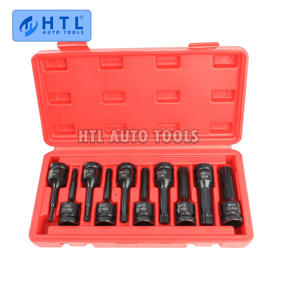 

10pcs 3/8 Inch Torx Impact Socket Set M5 M6 M7 M8 M10 M12 M14 M16 M17 M18 Torx Star Drive Torx Bit with Case