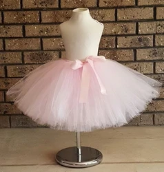 Cute Girls pink Tutu Skirts Baby Fluffy Tulle Pettiskirt Dance Tutu with Black Satin Bow Kids Birthday Party Skirt Custom Tutus