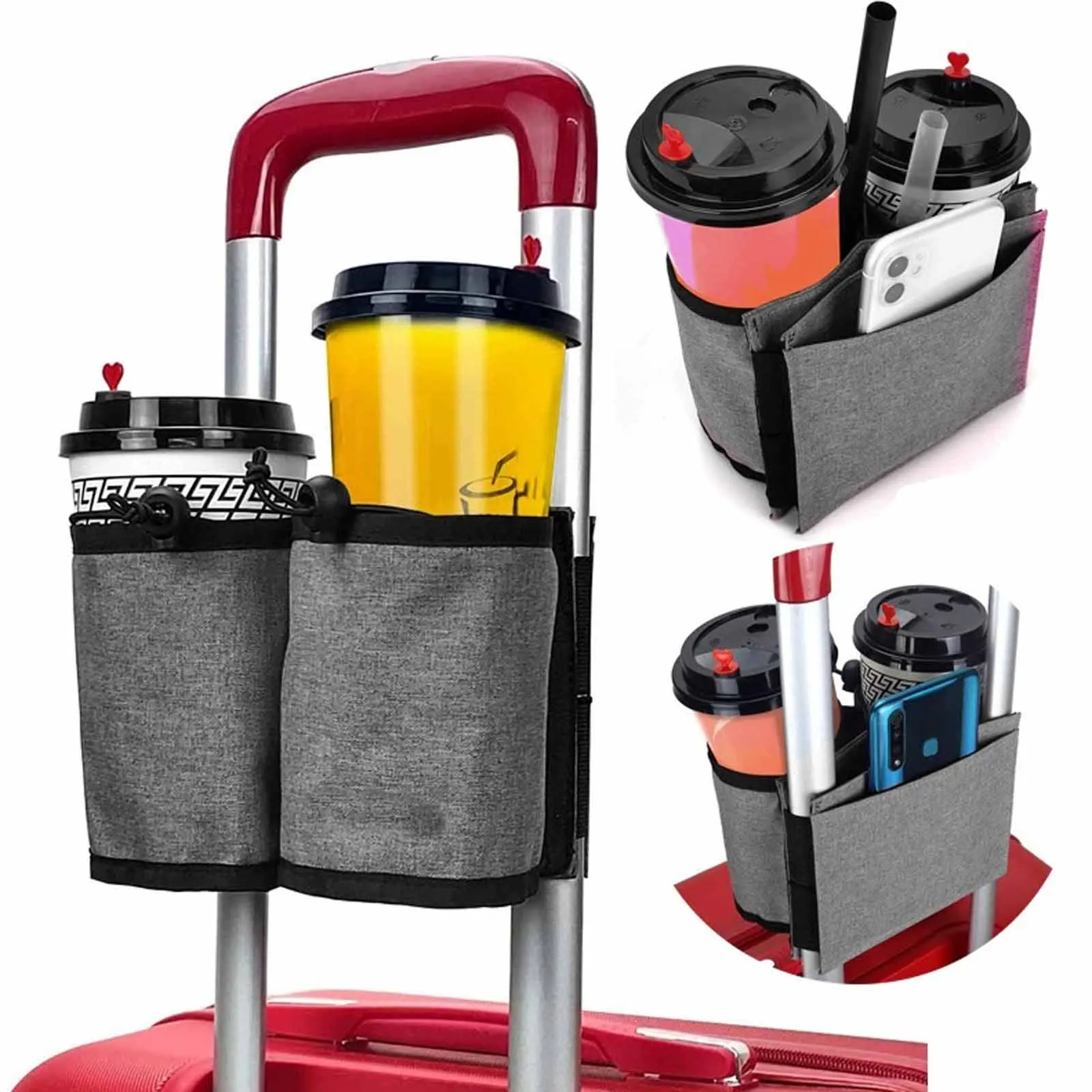 

Подлокотник для багажа, сумка для хранения, дорожный держатель для чашки, дорожный держатель для кружек с молоком, чаем, кофе, ручной чемодан, сумка для напитков