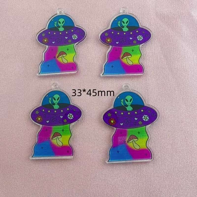 10pcs Cross border Popular Fun Acrylic Alien Character Pendant DIY Jewelry Accessories Jewelry Making Earrings Keychain view 5