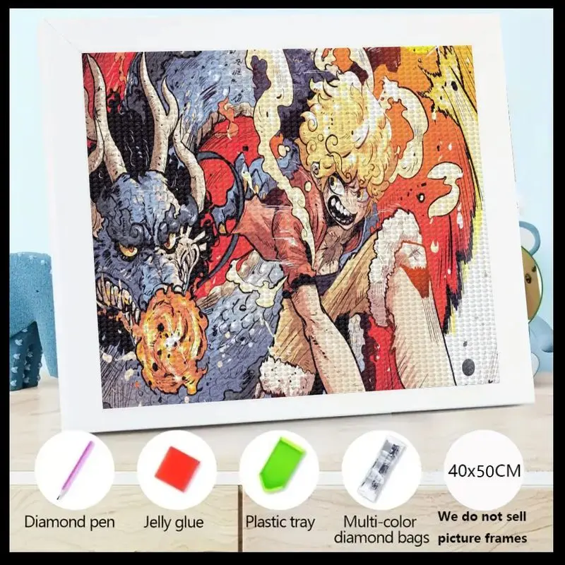 

1 шт. новый цельный комплект Luffy Gear 5 VS Kaido Dragon 5D для алмазной живописи, сделай сам, полная дрель, персонаж аниме, кристалл, стразы, вышивка
