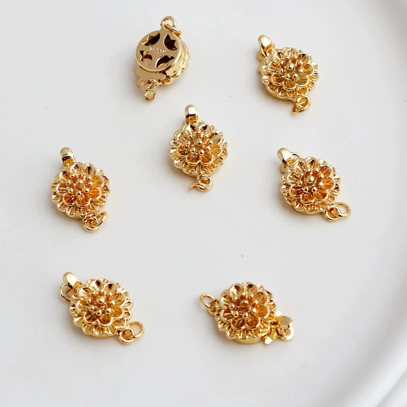 High Quality Chrysanthemum Shaped Gold Silver Rose Gold Diy Necklace Bracelet Connecting Buckle Jewelry Making Accessories