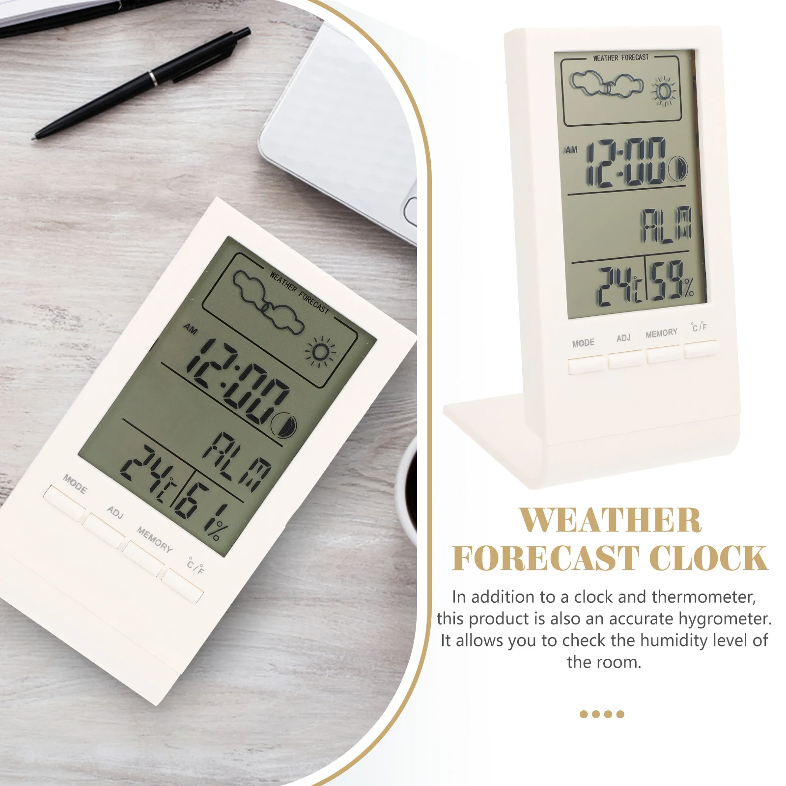 

Multi function LCD Weather Clock Thermometer Hygrometer Calendar Temperature Humidity Meter Home Office Bedroom Living