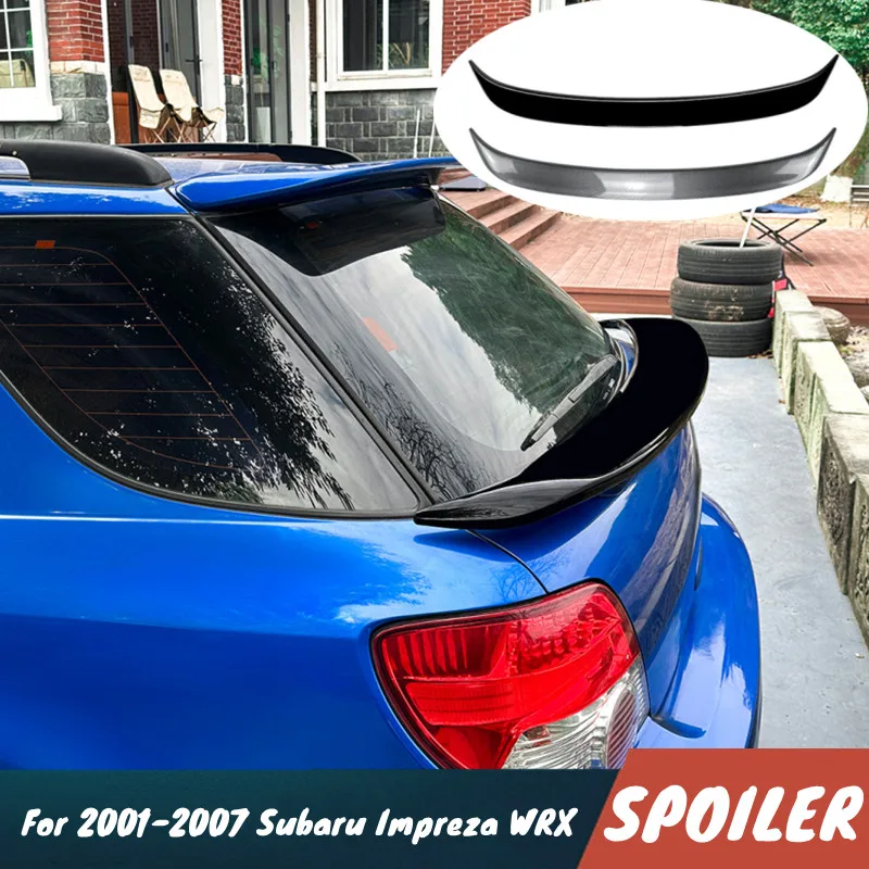 For 2001-2007 Subaru Impreza WRX Touring Wagon Rear Trunk Lid Middle Spoiler Wings Exterior Black Carbon Tuning Accessories