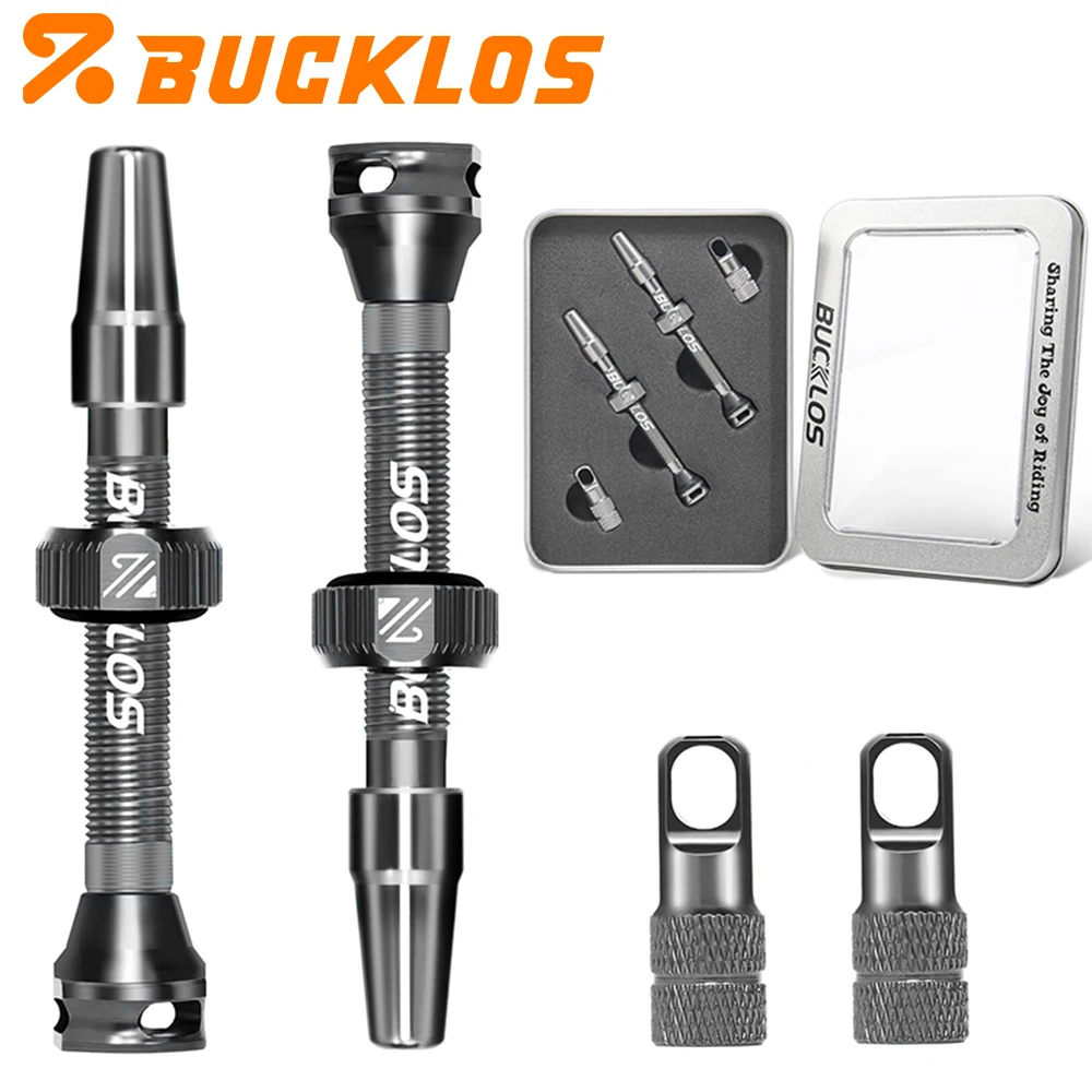BUCKLOS Fahrrad Tubeless-Ventil 40mm 44mm CNC-Fahrradventile für Tubeless-Reifen Presta-Ventile für Rennrad und Gravel-Bike F/V-Ventile