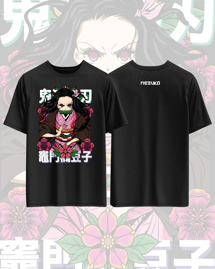 鬼滅の刃 竈門禰豆子 アニメプリントコットンTシャツ 男女兼用 カジュアルファッション オーバーサイズ アニメ周辺服