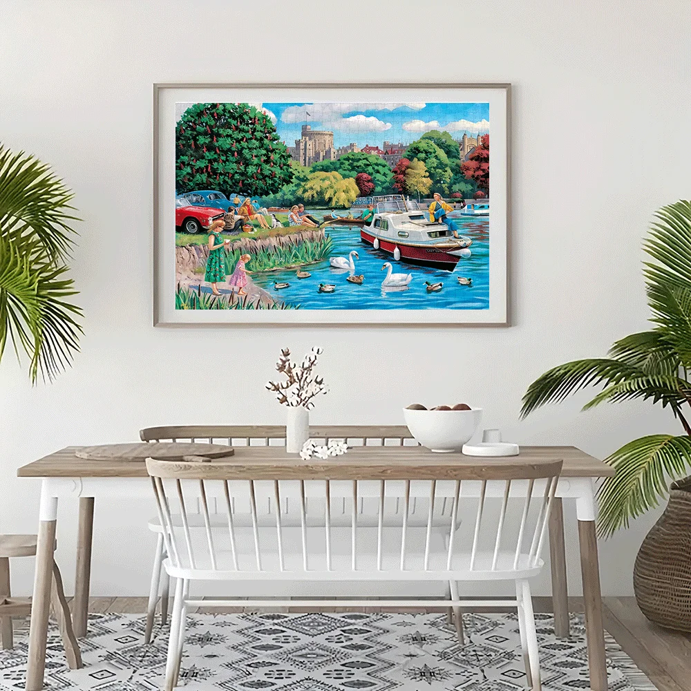UK Castle River Leisure Scene Jigsaw Puzzle Adult Kids Travel Theme Intellectual Game Home Leisure Decorative Puzzle Toy