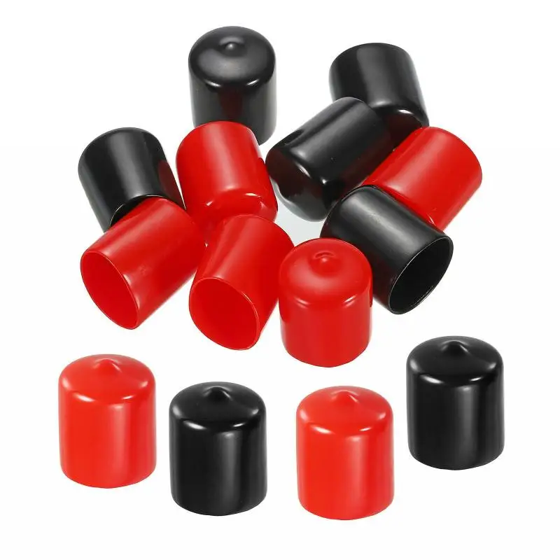 Tapa de extremo redondo de goma de vinilo negro/rojo, cubierta impermeable de PVC para Cable de plástico, tubo de poste de acero, tapas de protección de rosca, 50 piezas