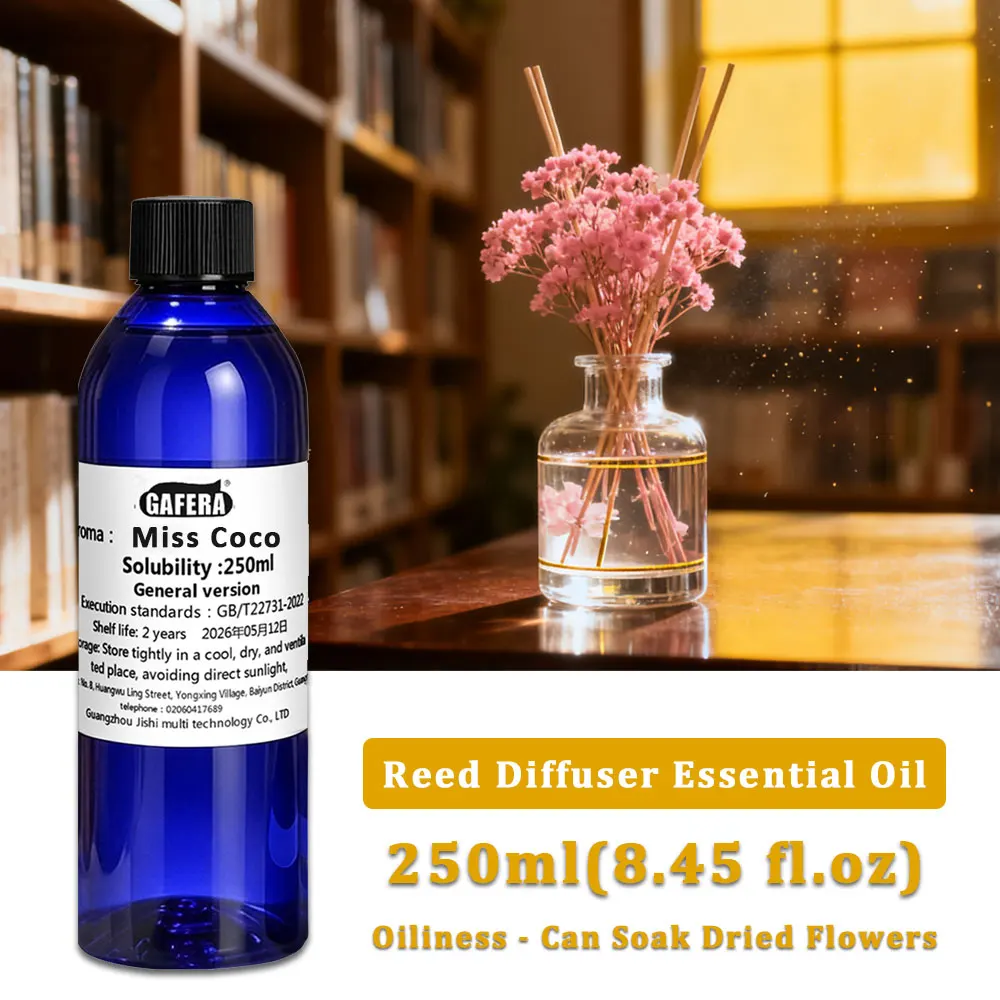 GAFERA 250ml (8.45 fl.oz) Miss Coco Diffuser Aromatherapy Essential Oils, Aroma Reed Diffuser, Reed Diffuser Replenishes Essence