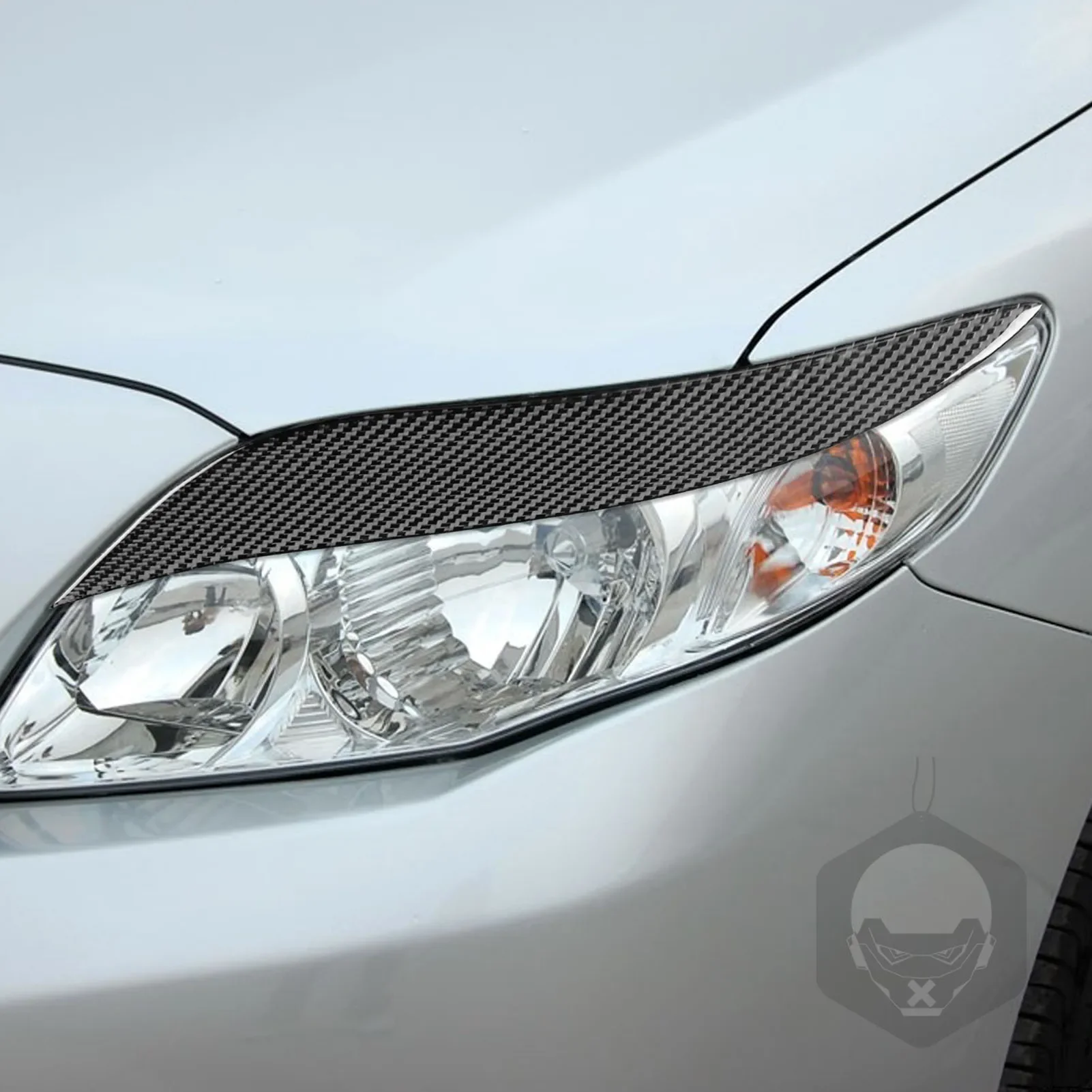 GEFENSI Car Headlight Head Lamp Eyebrow Eyelids Sticker Trim Cover For Toyota Corolla 2008 2009 2010 2011 Real Carbon Fiber