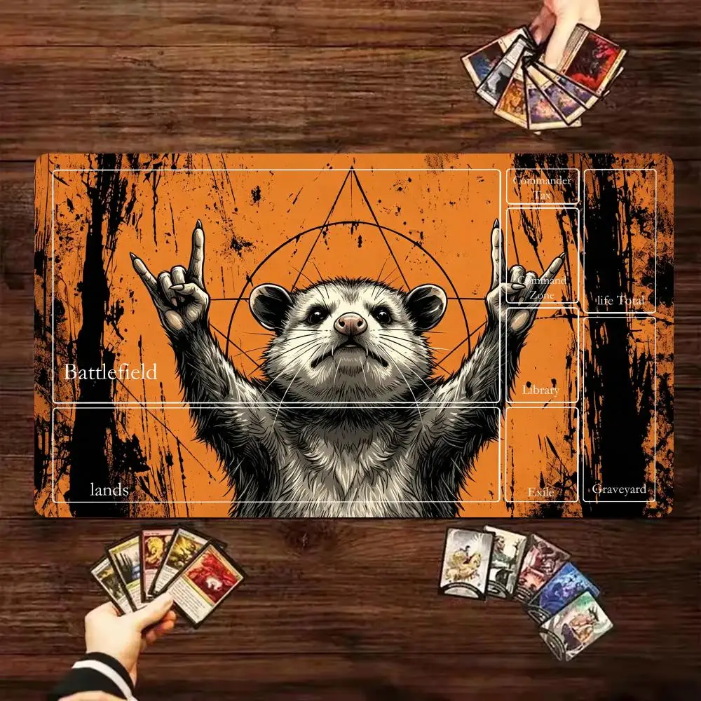 Funny Raccoon Magic Party Game Mat Magic Gathering Playmat Durable Rubber for MTG&TCG Games 35X60cm Mouse Pad Offices Desk Mats
