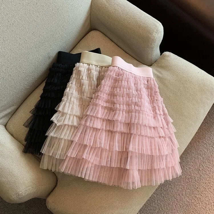 2025PrimaveraEstate delle nuove donne a vita alta dimagrante maglia torta gonna dolce signora una linea midi svasato leggero moda abbigliamento casual
