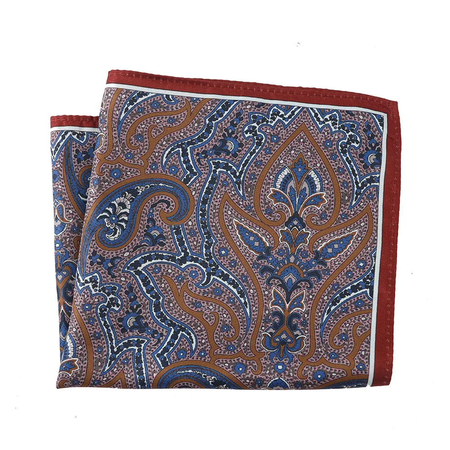 Vintage Paisley Dot Print Pocket Square for Men