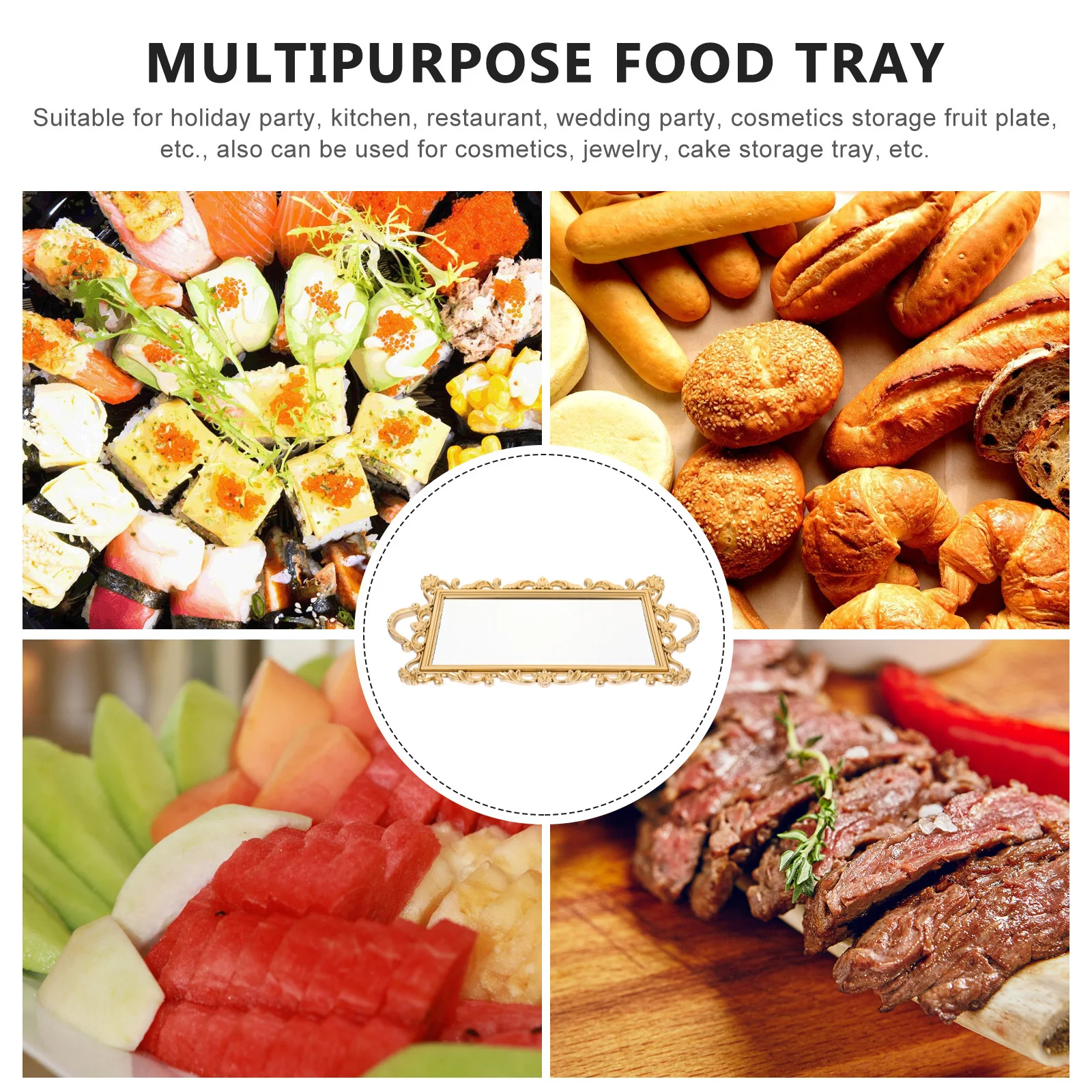 

Mirror Storage Tray Vintage Nordic Style For Cosmetics Jewelry Perfume Snacks Organizer Desktop Home Decor Household