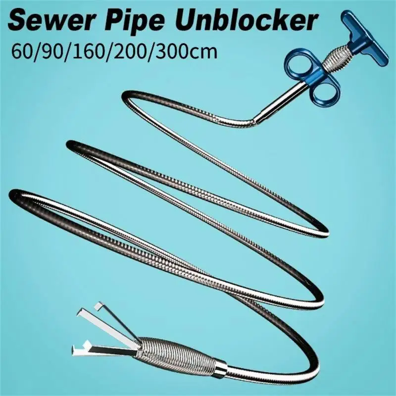 300cm Steel Snake Spring Pipe Dredging Wire Sewer Pipe Unblocker Cleaning Toilet Kitchen Sinks Sewer Drain Claw Tool Accessories