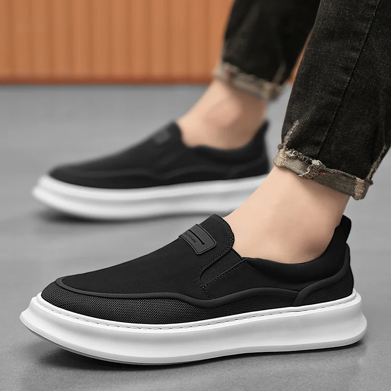 Men's Summer Breathable Lightweight Slip-On Shoes Trendy Versatile Non-Slip Sneaker Casual Low Cut Male Canvas Footwear Tenis