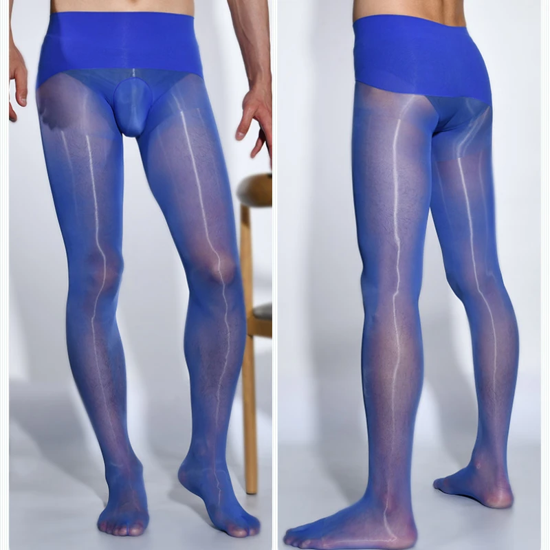 Seamless 5D Ultra-thin Pantyhose Man Tights Penis Sleeve Elastic Oil Gloosy Stockings Lingerie Cover Sheath Wrapped Handjob