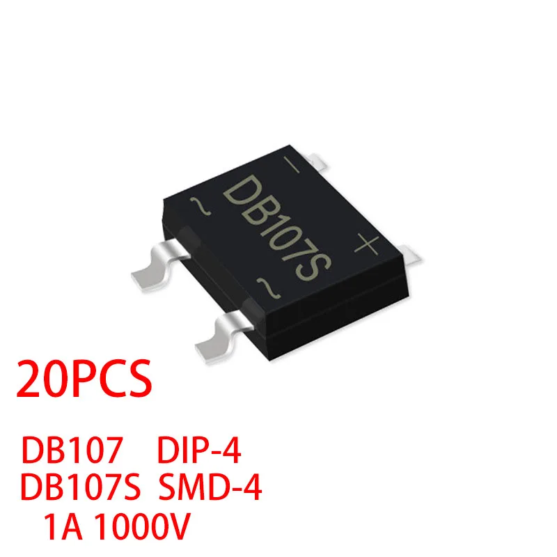 خطوة جسر في المخزون ، مقوم عالي الجودة ، DB107 DIP-4 ، DB107S ، 144 ، DBS ، 1A ، V ، 20