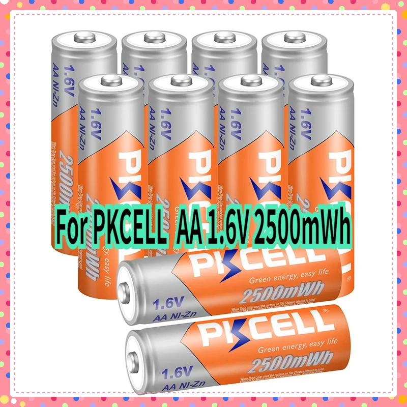 

50PCS For PKCELL battery AA Ni-Zn AA Rechargeable Battery 1.6V 2500mWh bateria Rechargeable Batteriesfor Toys Camera batteries