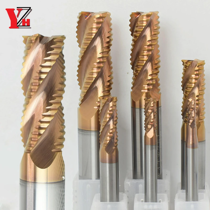 HRC55 Roughing End Mill 4 Flute CNC For Steel Metal Roughing Machining 4mm 5mm 6mm 8mm 10mm 12mm 14mm 16mm 18mm 20mm
