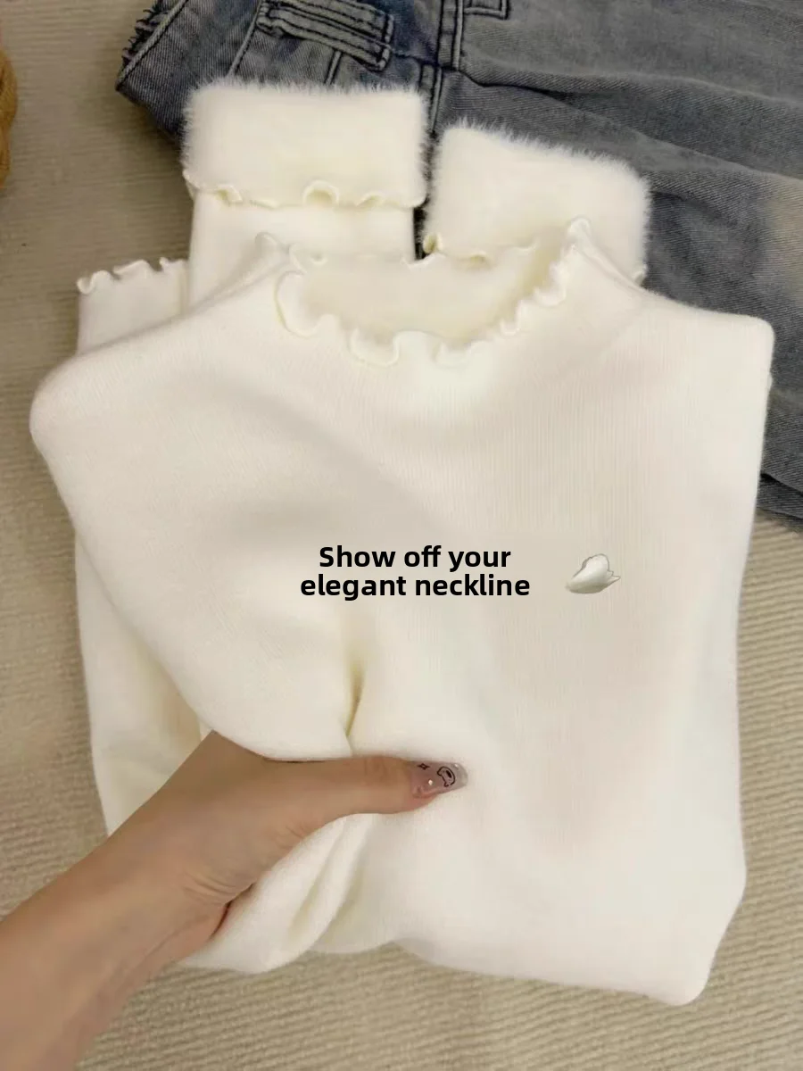 

Thiened Fce Women's Knitted Sweater f High Collar Inner Wear Top Large Size Faionable Commute Sle Winter Clothes