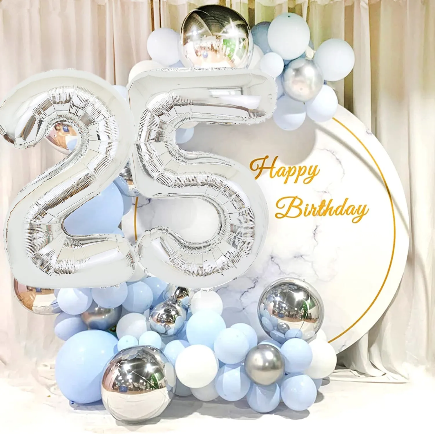 2pcs Large 40inch Number 25 Balloons Silver Confetti Set 25th Birthday Party Decoration Anniversary Baby Shower Decor Globos